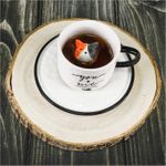 Кружка с блюдцем Котик на дне