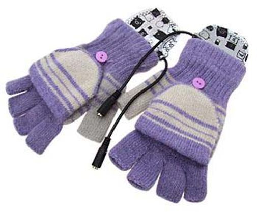 Перчатки с подогревом от USB Фиолетовые
