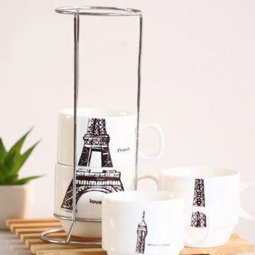 Набор чашек Эйфелева башня На подставке