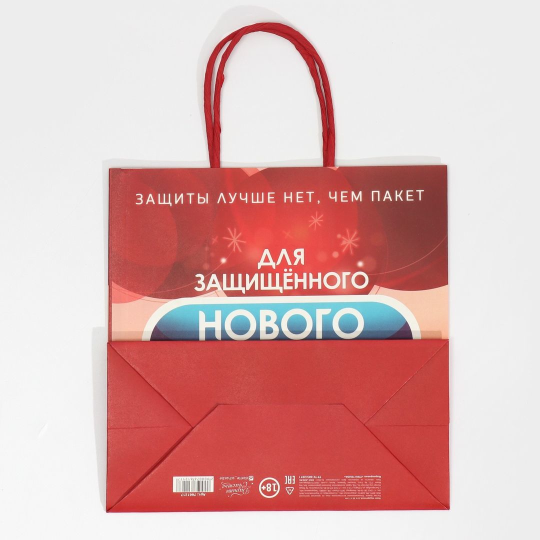 Подарочный пакет Защищенный Новый год (22 х 22 х 11 см) Подарочный пакет Защищенный Новый год (22 х 22 х 11 см)