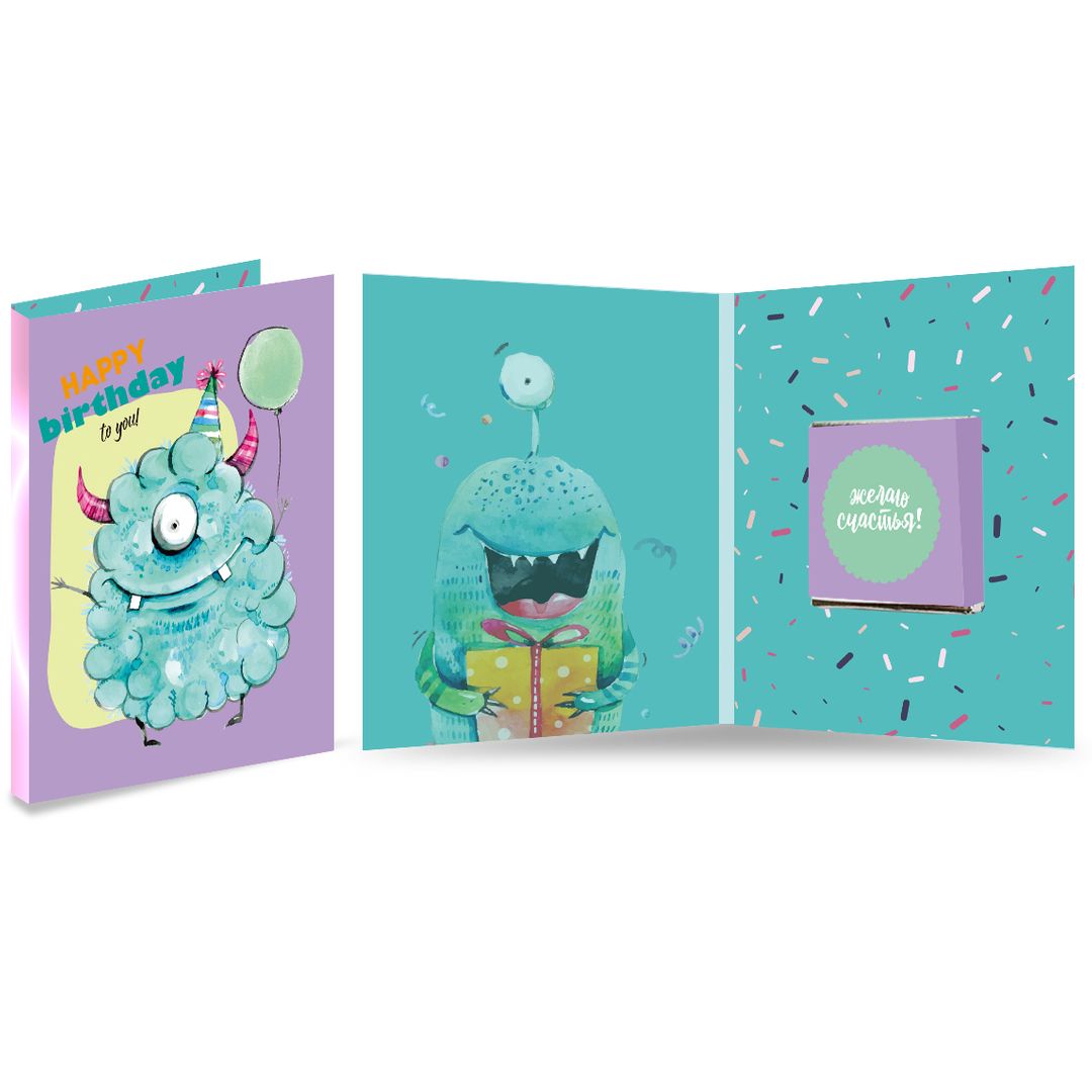 Открытка с шоколадкой Happy Birthday to you Открытка с шоколадкой Happy Birthday to you