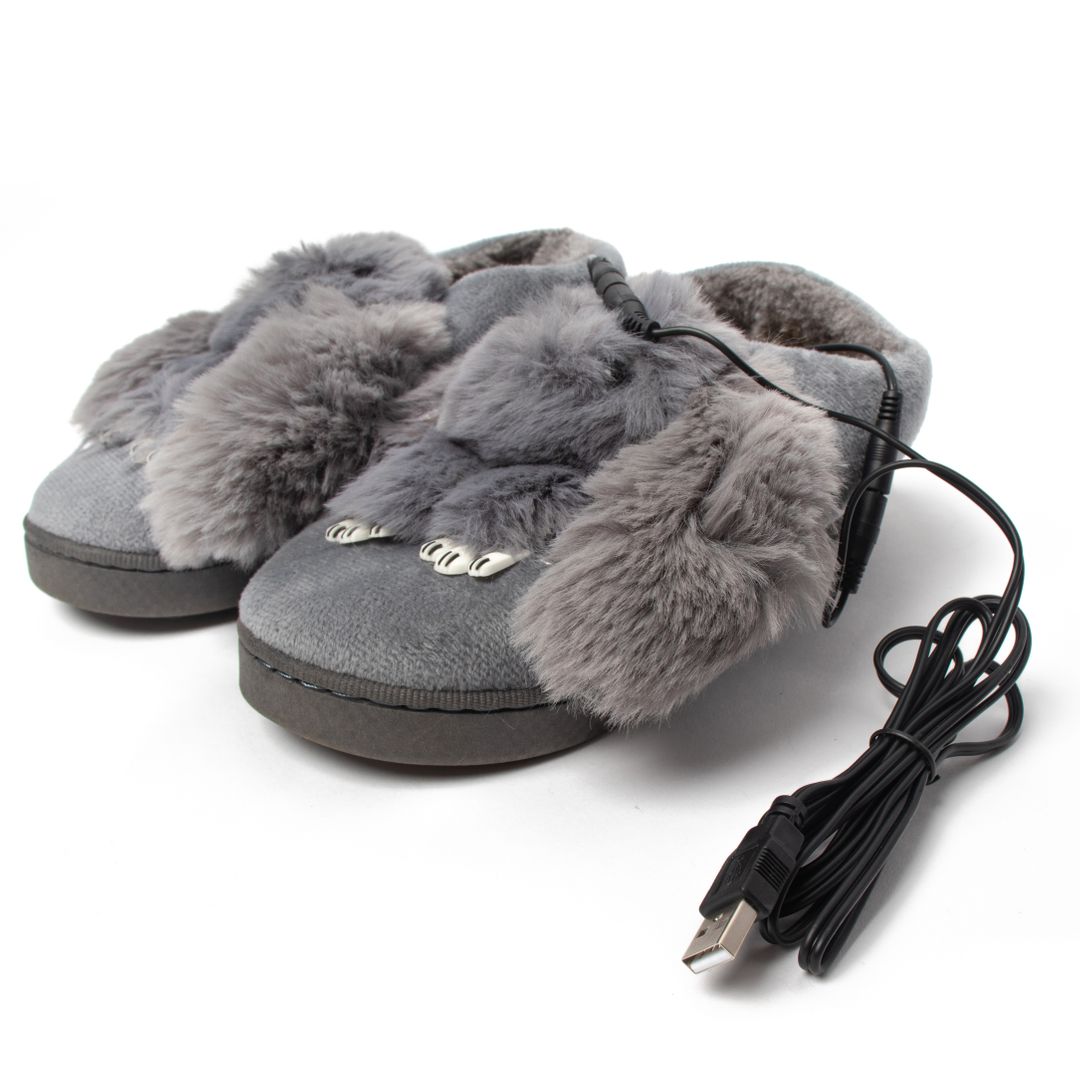 Тапочки с подогревом от USB Серые кролики Тапочки с подогревом от USB Серые кролики