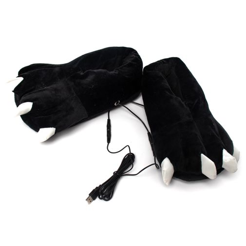Тапочки с подогревом от USB Черные лапы Тапочки с подогревом от USB Черные лапы