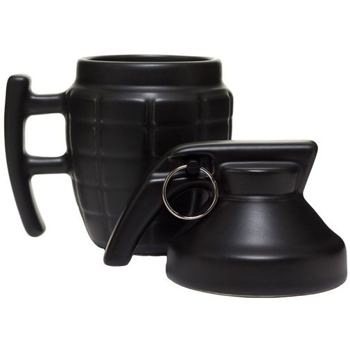 Кружка с крышкой Граната (Черная) Крышка отдельно