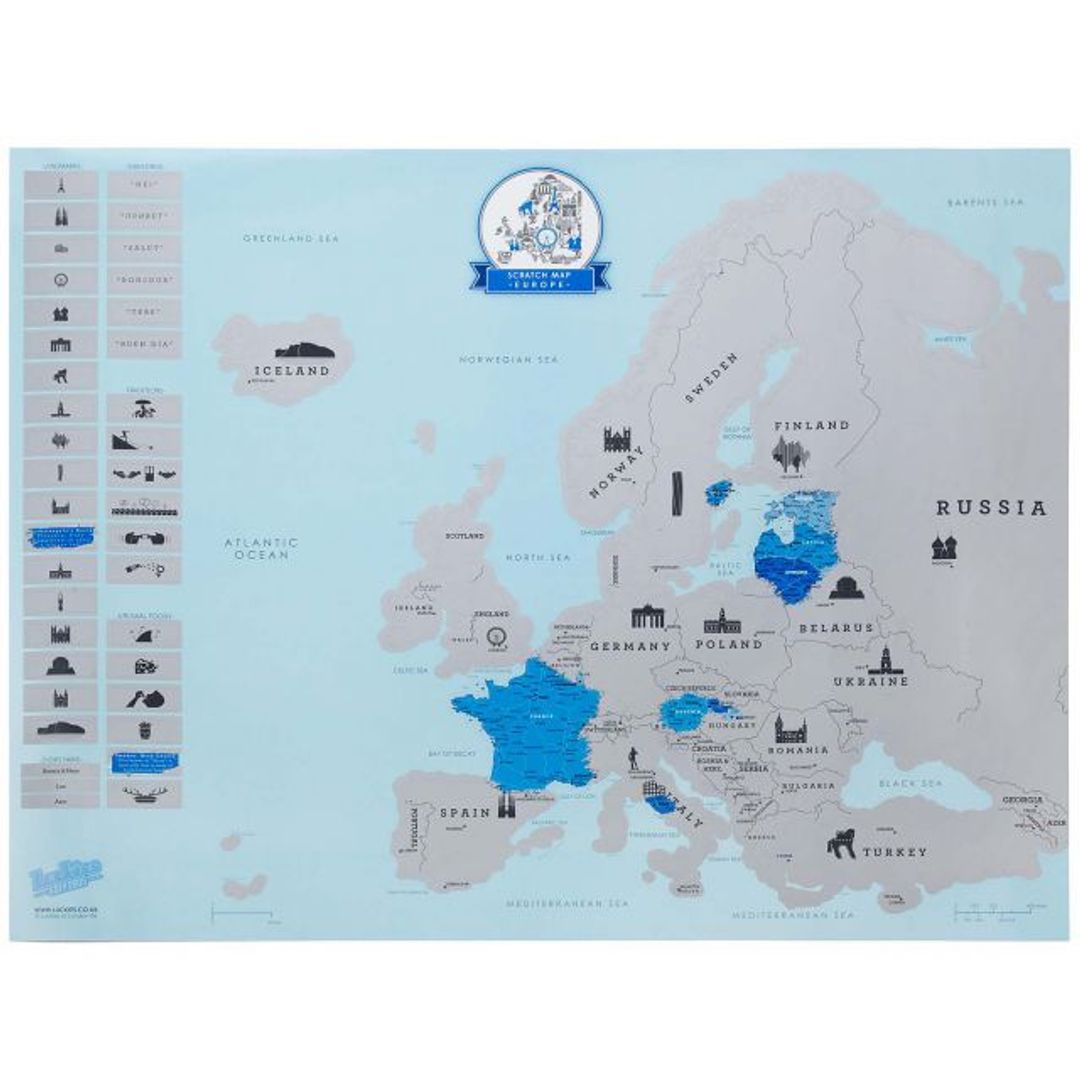 Скретч-карта Европы (на английском)