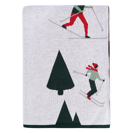 Плед из хлопка с новогодним рисунком Let's Ski из коллекции New Year Essential (130x180 см)