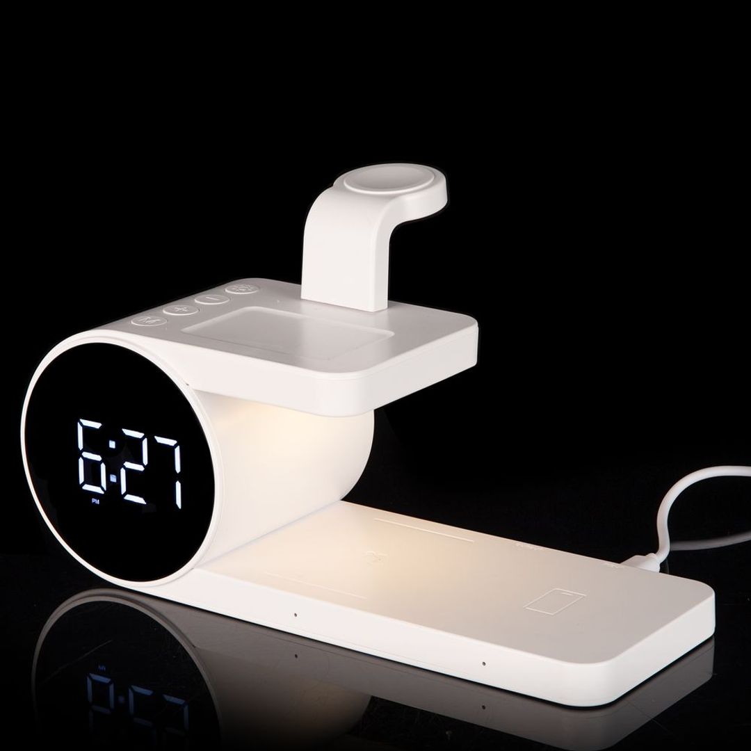 Станция беспроводной зарядки с часами fullStack (Белая) Станция беспроводной зарядки с часами fullStack (Белая)