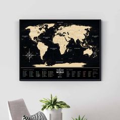 Скретч-карта мира Travel Map Black World в металлической раме (на английском)