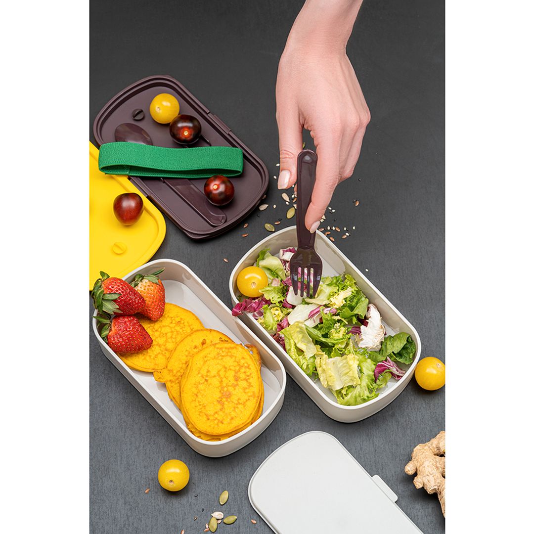 Ланч-бокс с приборами Food Time серый (1 л) Ланч-бокс с приборами Food Time серый (1 л)