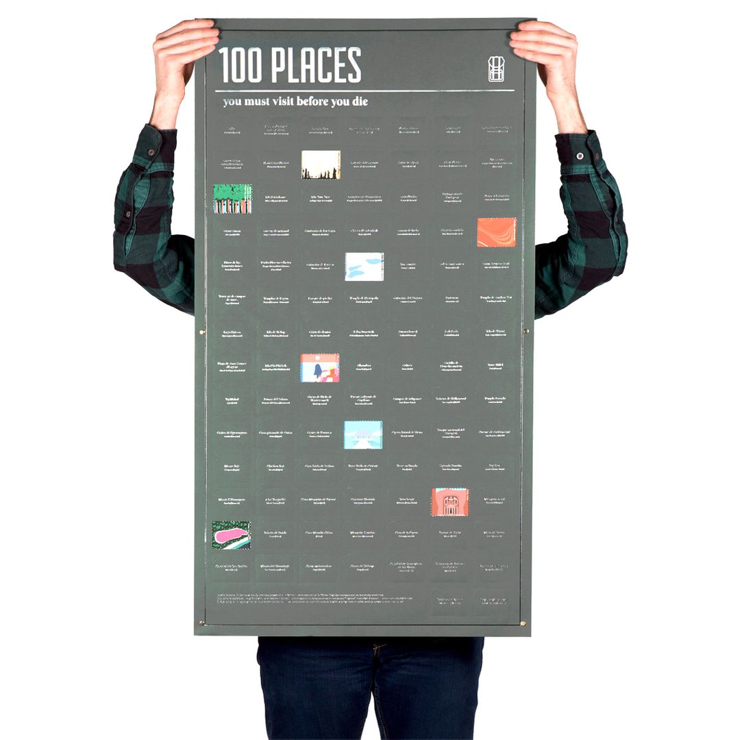 Плакат 100 мест, которые нужно посетить в жизни