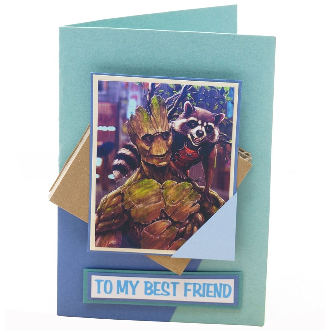 Открытка Стражи Галактики Ракета и Грут