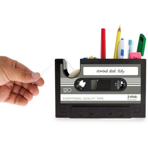 Настольный органайзер Кассета Rewind Desk Tidy (Черный с серым) Использование держателя для скотча Настольный органайзер Кассета Rewind Desk Tidy (Черный с серым) Использование держателя для скотча