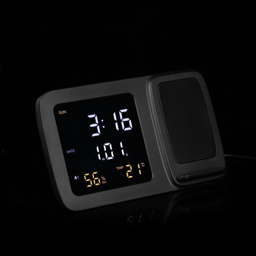 Станция беспроводной зарядки с часами и календарем Novem