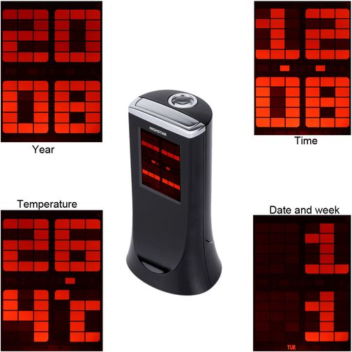 Будильник с поворотным проектором времени на 180°