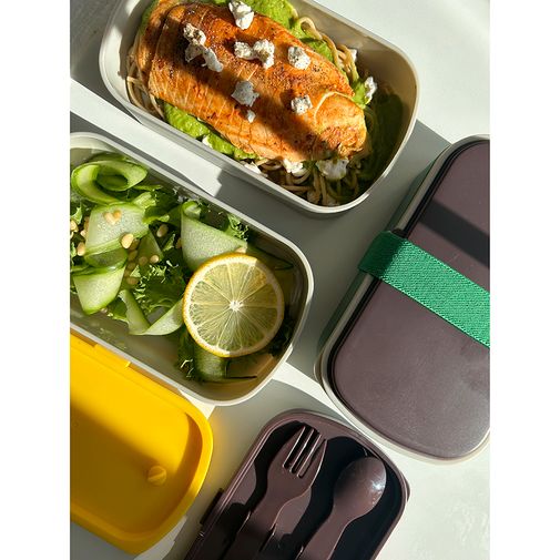 Ланч-бокс с приборами Food Time серый (1 л) Ланч-бокс с приборами Food Time серый (1 л)