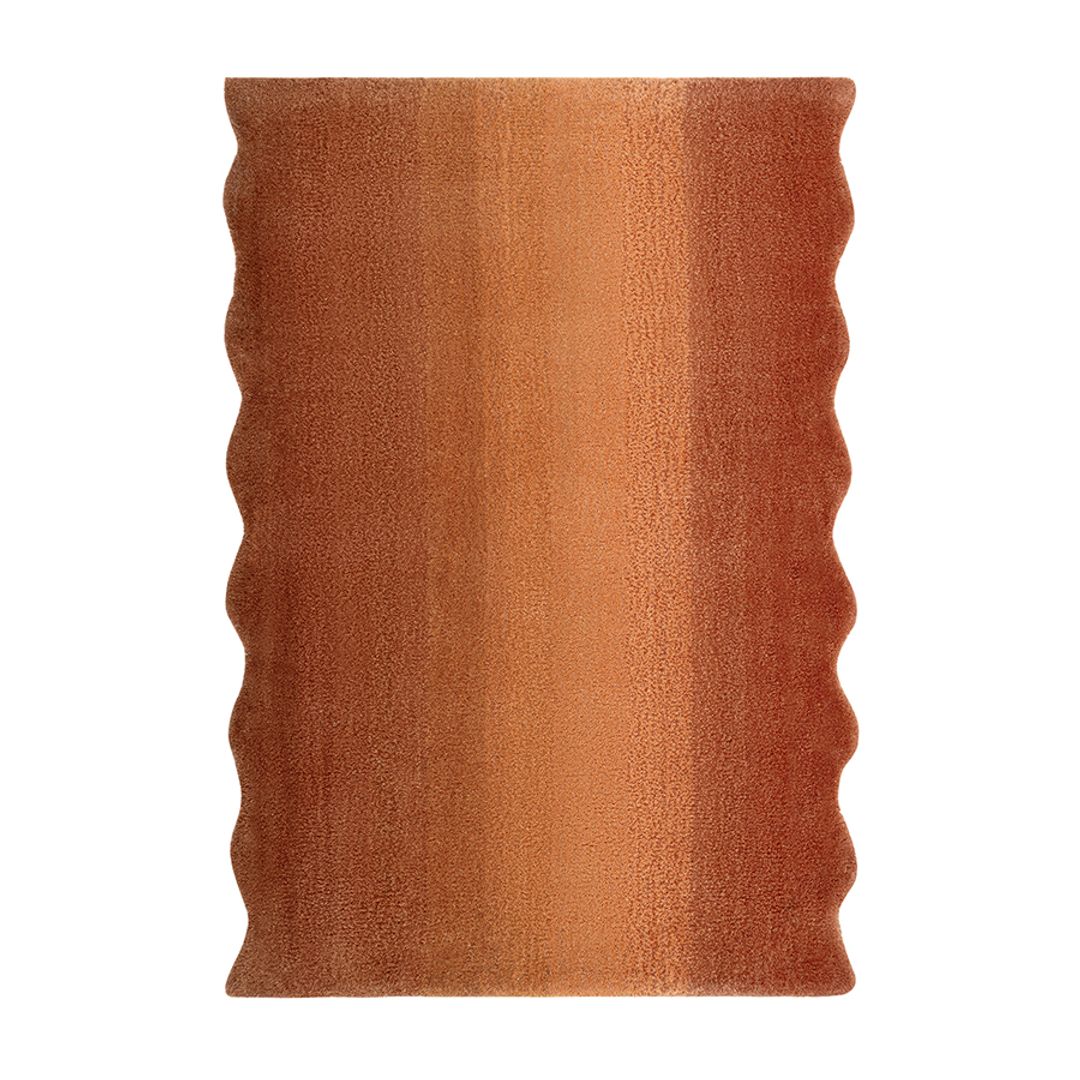 Ковер из шерсти Over Horizon терракотового цвета из коллекции Trendy Ruffles, 60x90 см
