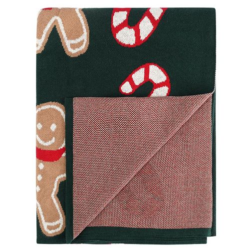 Плед из хлопка с новогодним рисунком Gingerman из коллекции New Year Essential, 130x180 см