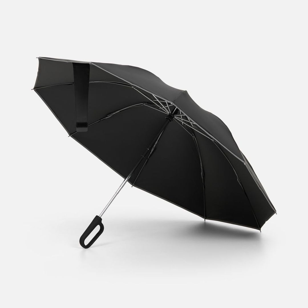 Зонт обратного сложения с ручкой-карабином Foldberry (черный)