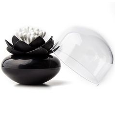 Контейнер для ватных палочек Лотос Lotus cotton bud (Белый с черным) (Черный)