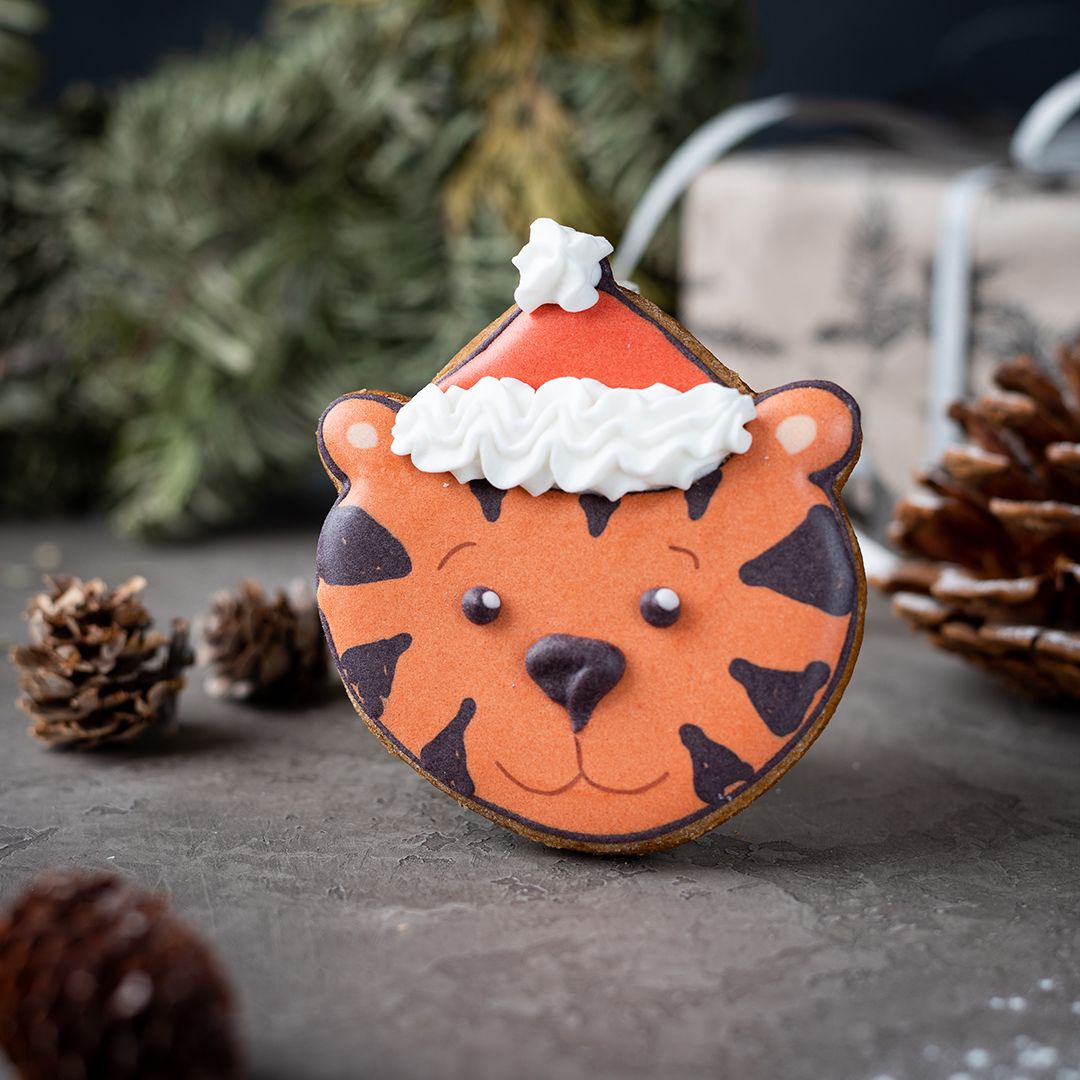 Имбирный пряник Тигр в шапке Имбирный пряник Тигр в шапке