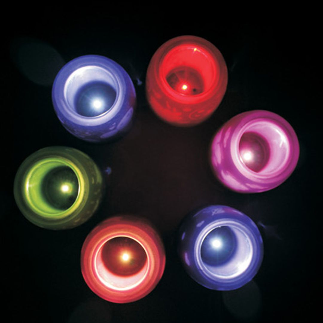 (Фиолетовая, красная, розовая, фиолетовая, оранжевая, салатовая) Вид сверху