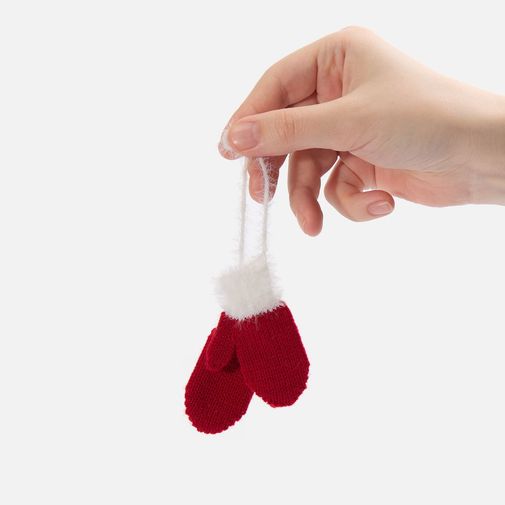Подвеска на елку Вьюжка (варежки, красный)
