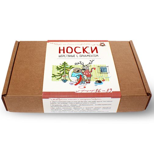 Носки шерстяные белые с красными оленями Носки шерстяные белые с красными оленями