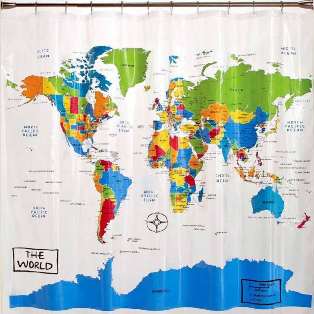 Шторка для ванной Карта мира