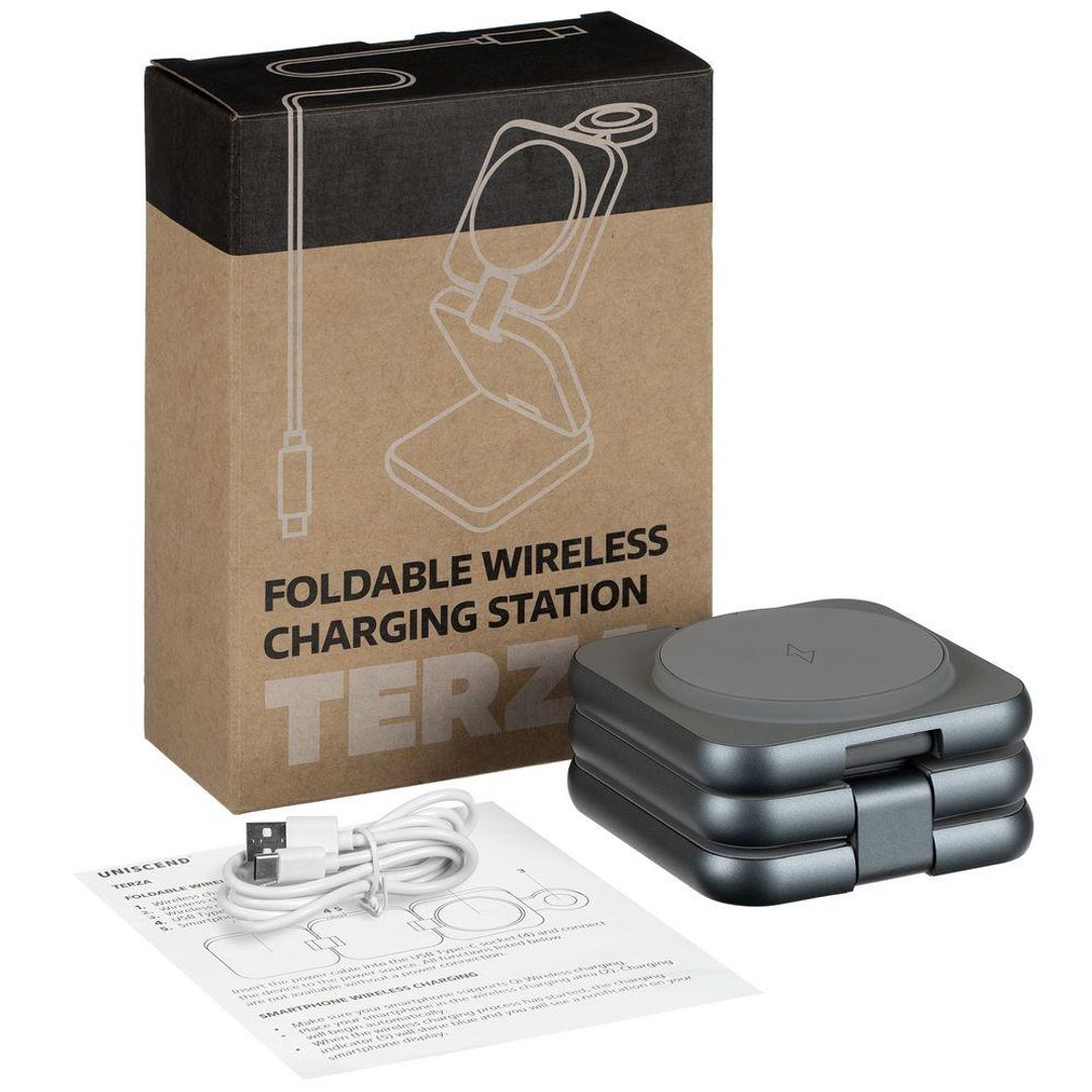 Складная станция беспроводной зарядки Terza (серебристый) Складная станция беспроводной зарядки Terza (серебристый)
