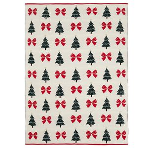 Плед из хлопка с новогодним рисунком Christmas Bows из коллекции New Year Essential, 130x180 см Плед из хлопка с новогодним рисунком Christmas Bows из коллекции New Year Essential, 130x180 см