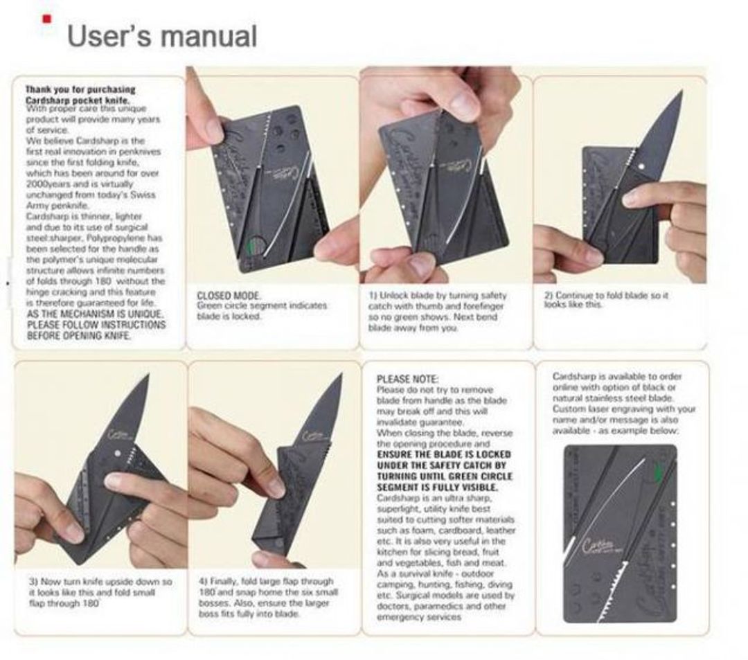 Нож Кредитка CardSharp Инструкция