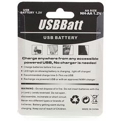 USB Аккумуляторы AA (2 шт)