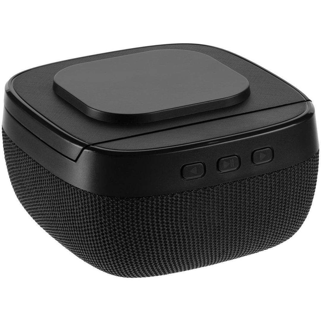 Колонка c беспроводной зарядкой Esca и подсветкой лого (Черная)