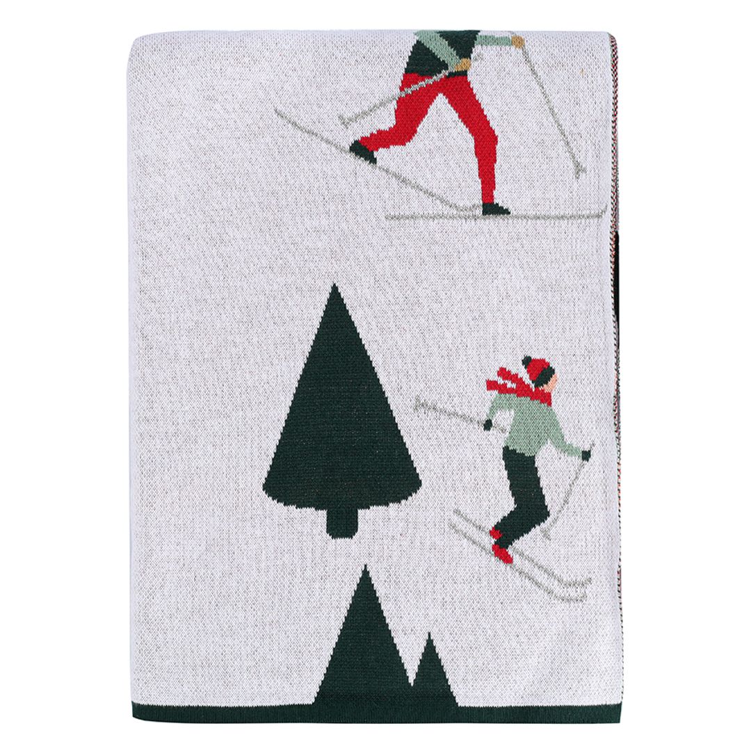 Плед из хлопка с новогодним рисунком Let's Ski из коллекции New Year Essential (130x180 см)