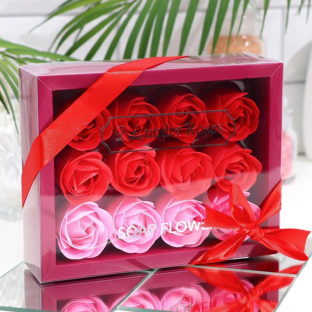 Набор мыльные розочки красные оттенки (12 шт)