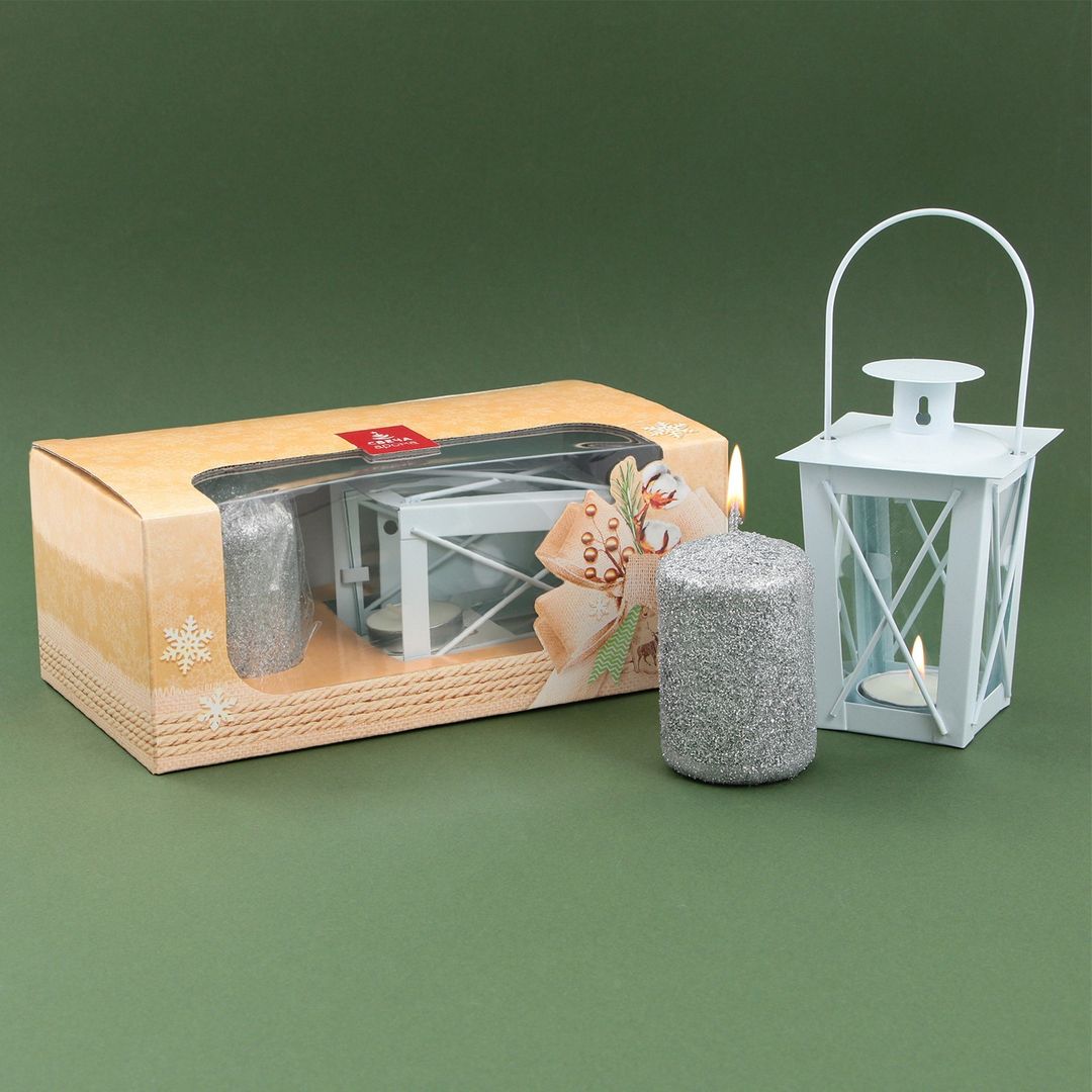 Новогодний подарочный набор свеча и фонарик Все получится