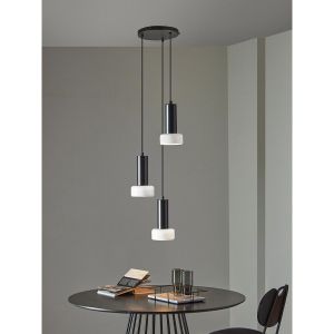 Светильник подвесной каскадный Fungus, 15х25 см, 3 плафона, белый/черный Светильник подвесной каскадный Fungus, 15х25 см, 3 плафона, белый/черный