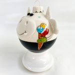 Фарфоровый елочный шар Бычок с мороженым (ручная роспись)
