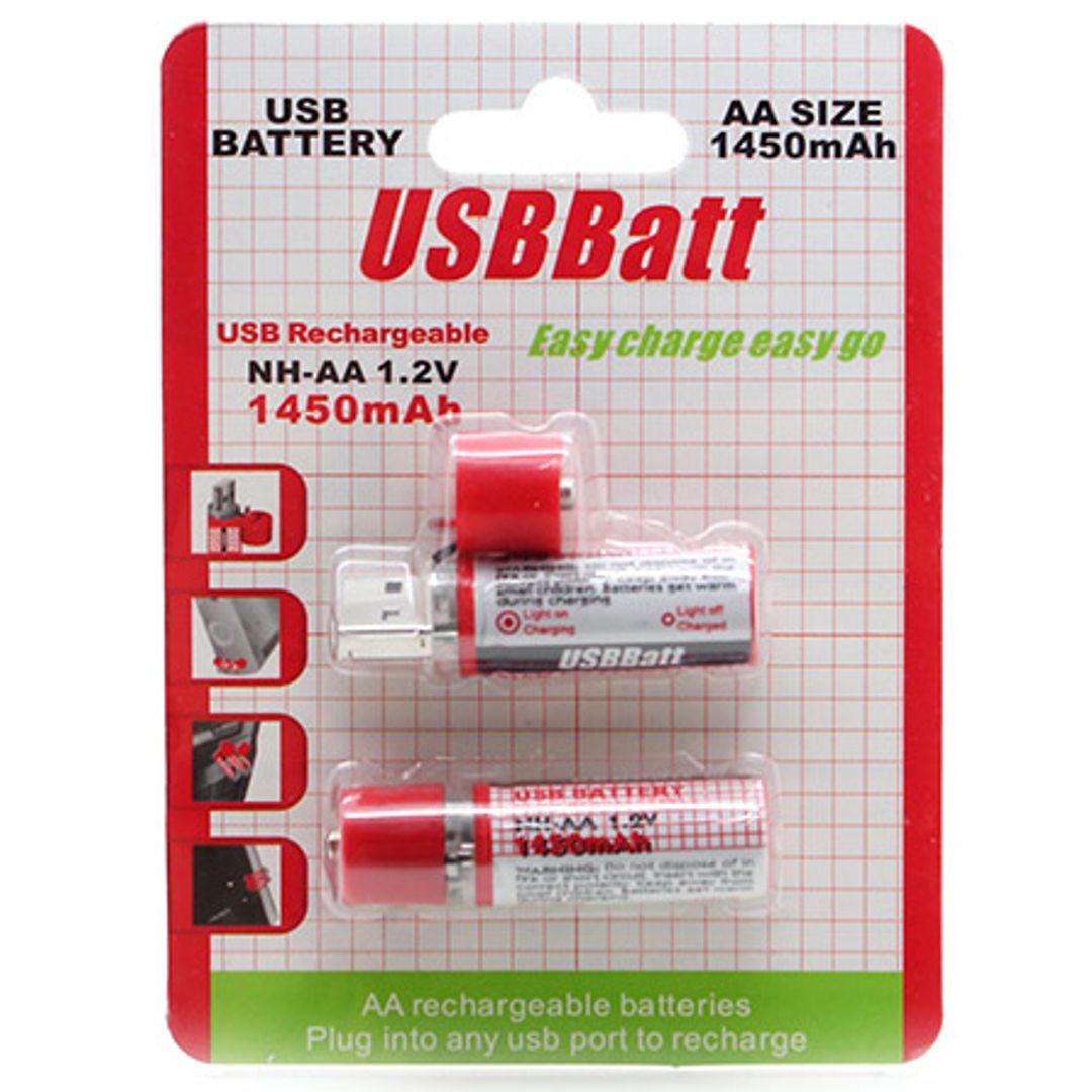 USB Аккумуляторы AA (2 шт) Упаковка USB Аккумуляторы AA (2 шт) Упаковка