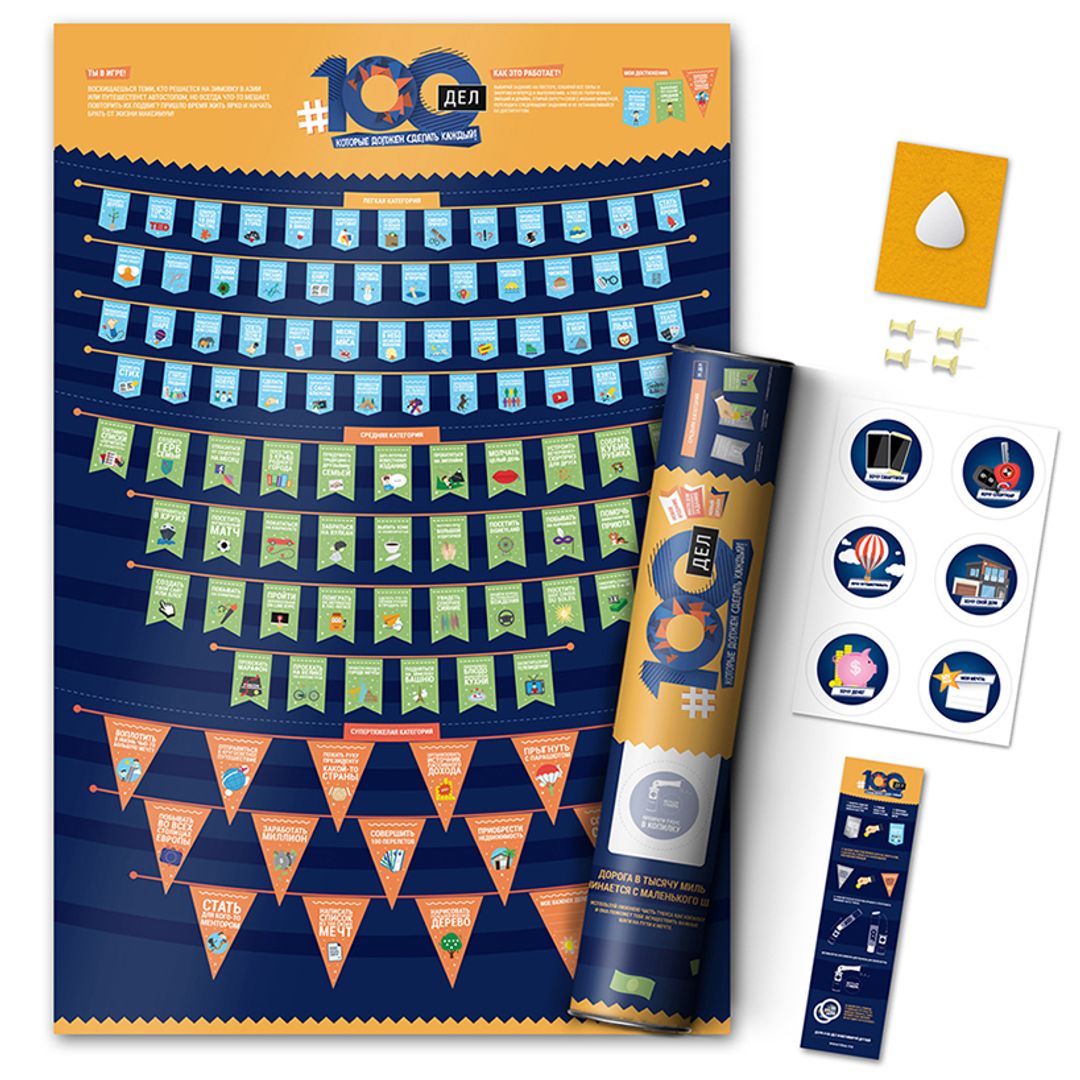 Интерактивный Скретч-постер 100 дел Life Edition