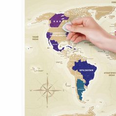 Скретч-карта мира Travel Map Gold World (на русском)