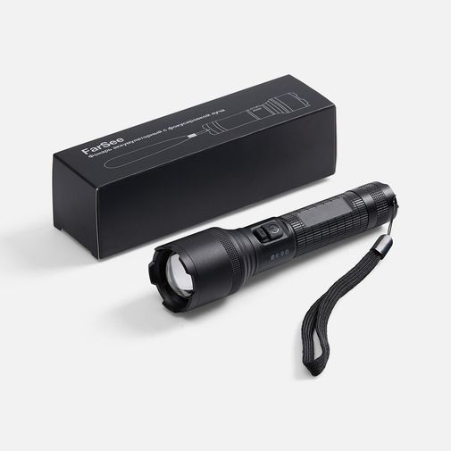 Фонарь аккумуляторный с фокусировкой луча FarSee (черный)