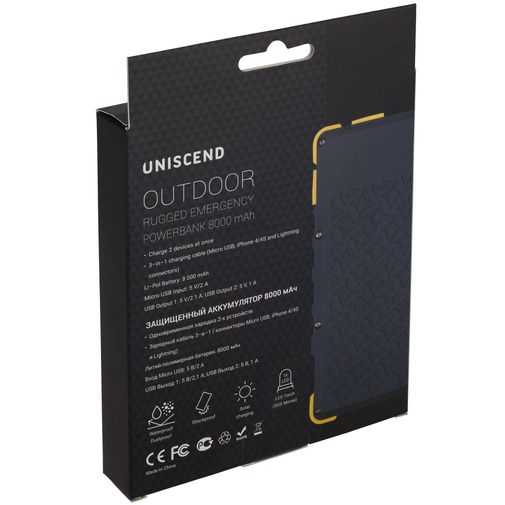Внешний аккумулятор с солнечной батареей Uniscend Outdoor (8000 мАч)