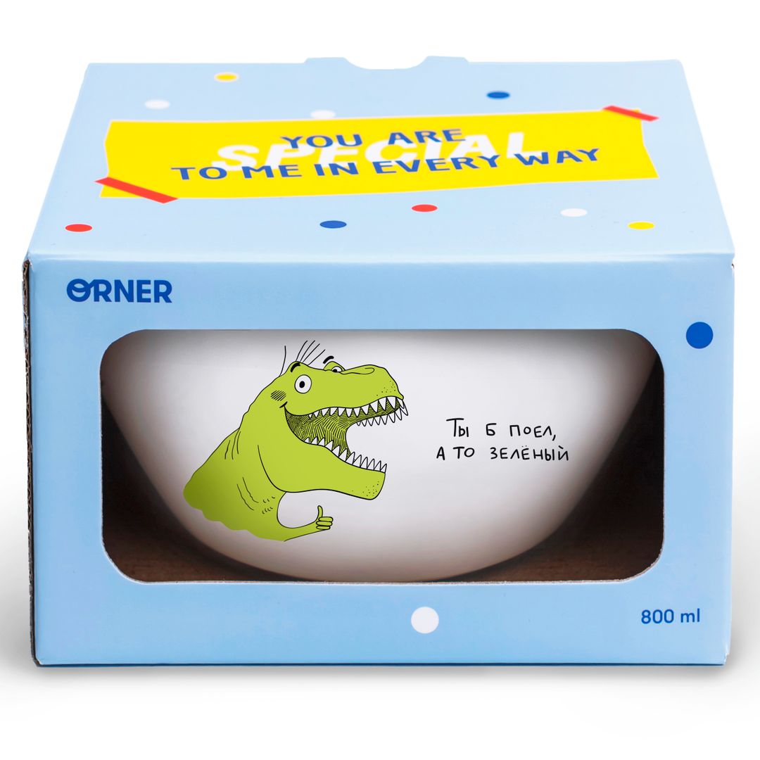 Тарелка глубокая Дино Ты б поел, а то зеленый Тарелка глубокая Дино Ты б поел, а то зеленый