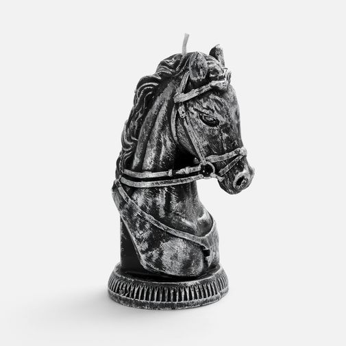 Свеча фигурная Бюст лошади (серебристый)