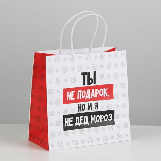 Подарочный пакет Ты не подарок (22 х 22 х 11 см)