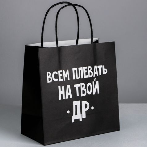 Подарочный пакет Всем плевать на твой др (22 х 22 х 11 см)