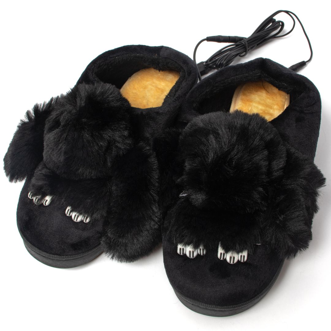 Тапочки с подогревом от USB Черные кролики Тапочки с подогревом от USB Черные кролики