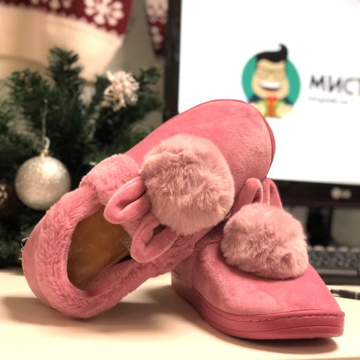 Тапочки с подогревом от USB Заячьи ушки (розовые)