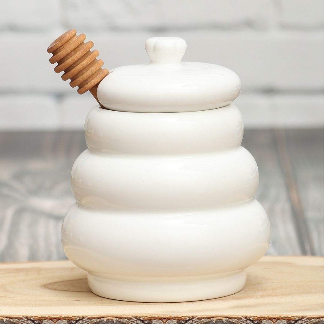 Банка для меда с ложкой Улей Банка для меда с ложкой Улей